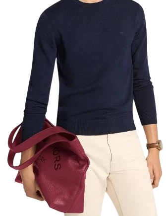 Michael Michael Kors Cooper Small Logo Embossed Tote Bag Maroon