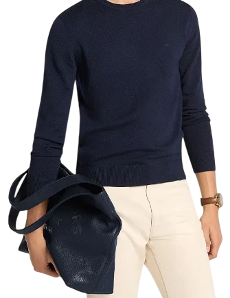 Michael Michael Kors Cooper Small Logo Embossed Tote Bag Navy
