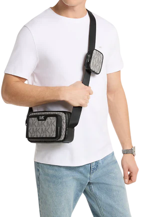 Michael Michael Kors Cooper Small Signature Logo Camera Crossbody Bag With Pouch Black