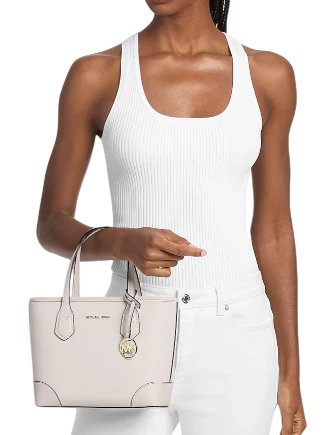 Michael Michael Kors Eva Extra-Small Leather Convertible Tote Bag Light Cream