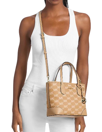 Michael Michael Kors Eva Extra-Small Logo Jacquard Convertible Tote Bag Camel