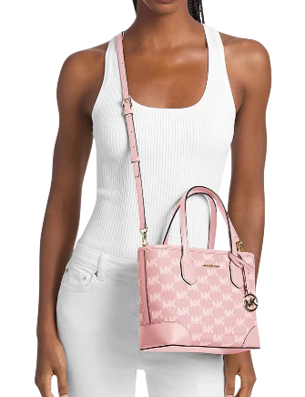 Michael Michael Kors Eva Extra-Small Logo Jacquard Convertible Tote Bag Powder Blush