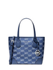 Michael Michael Kors Eva Extra-Small Logo Jacquard Denim Convertible Tote Bag Denim