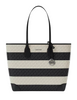Michael Michael Kors Eva Large Striped Signature Logo Tote Bag Black White