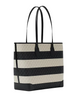 Michael Michael Kors Eva Large Striped Signature Logo Tote Bag Black White