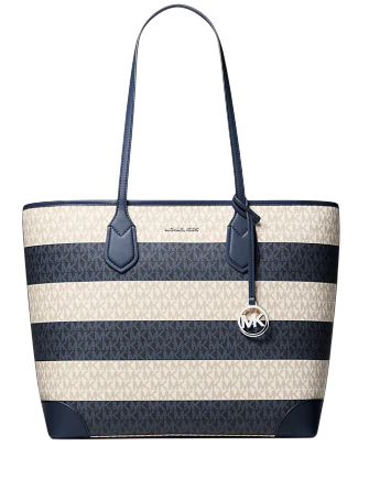 Michael Michael Kors Eva Large Striped Signature Logo Tote Bag