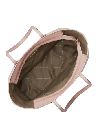 Michael Michael Kors Eva Large Striped Signature Logo Tote Bag Powder Blush
