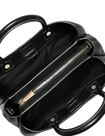 Michael Michael Kors Flora Medium Signature Logo and Leather Satchel Black