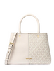 Michael Michael Kors Flora Medium Signature Logo and Leather Satchel Vanilla Cream