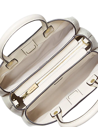 Michael Michael Kors Flora Medium Signature Logo and Leather Satchel Vanilla Cream