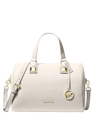 Michael Michael Kors Grayson Medium Pebbled Leather Duffel Bag Light Cream