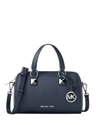 Michael Michael Kors Grayson Small Pebbled Leather Duffel Crossbody Bag Navy