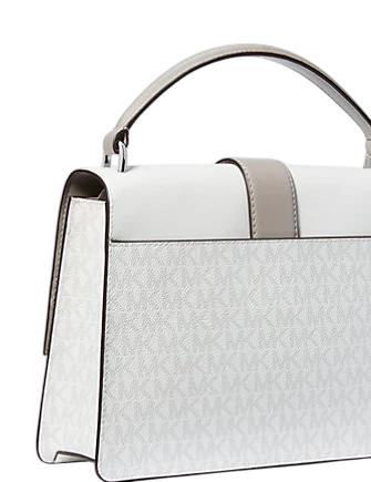 Michael Michael Kors Greenwich Medium Color-Block and Signature Logo Satchel Optic White