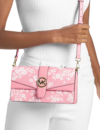 Michael Michael Kors Greenwich Medium Printed Signature Logo Convertible Shoulder Bag Carnation