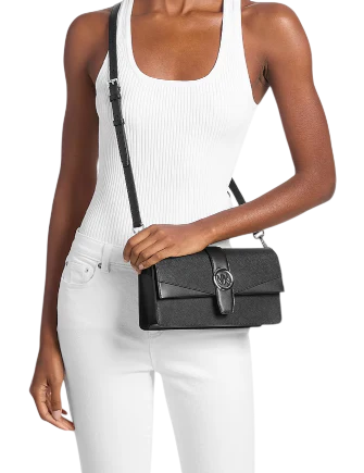 Michael Michael Kors Greenwich Medium Saffiano Leather Convertible Shoulder Bag Black