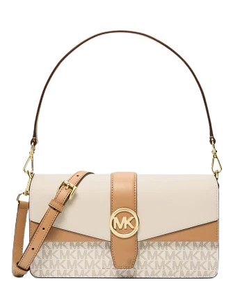 Michael Michael Kors Greenwich Medium Signature Logo Convertible Crossbody Bag Light Cream 