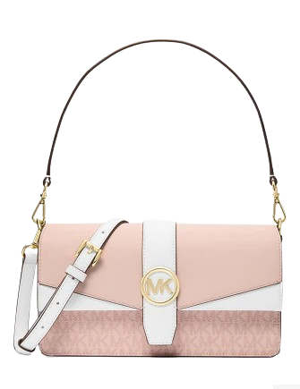 Michael Michael Kors Greenwich Medium Signature Logo Convertible Crossbody Bag Powder Blush