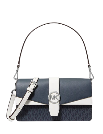 Michael Michael Kors Greenwich Medium Signature Logo Convertible Shoulder Bag Admiral 