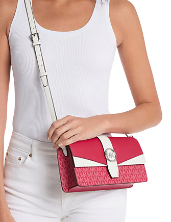 Michael Michael Kors Greenwich Medium Signature Logo Convertible Shoulder Bag Dark Raspberry 