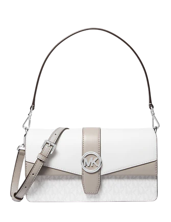Michael Michael Kors Greenwich Medium Signature Logo Convertible Shoulder Bag Optic White