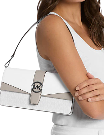 Michael Michael Kors Greenwich Medium Signature Logo Convertible Shoulder Bag Optic White