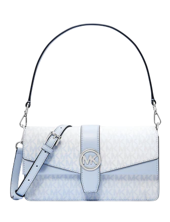 Michael Michael Kors Greenwich Medium Signature Logo Shoulder Bag Pale Ocean