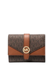 Michael Michael Kors Greenwich Medium Signature Logo Trifold Wallet Brown