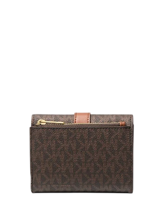 Michael Michael Kors Greenwich Medium Signature Logo Trifold Wallet Brown