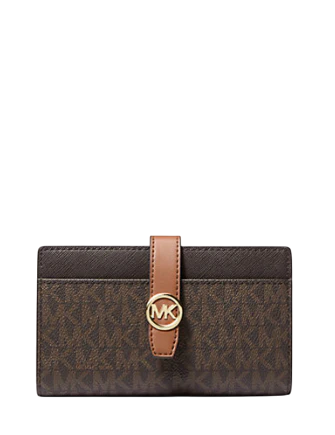 Michael Michael Kors Greenwich Medium Signature Logo Wallet Brown