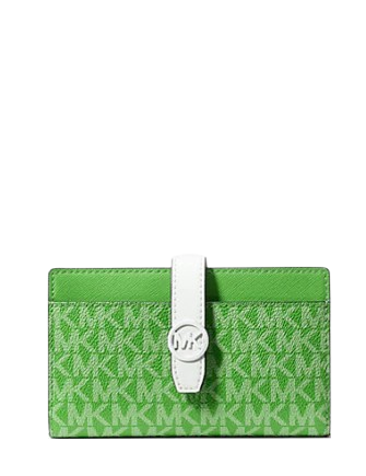 Michael Michael Kors Greenwich Medium Signature Logo Wallet Jungle Green