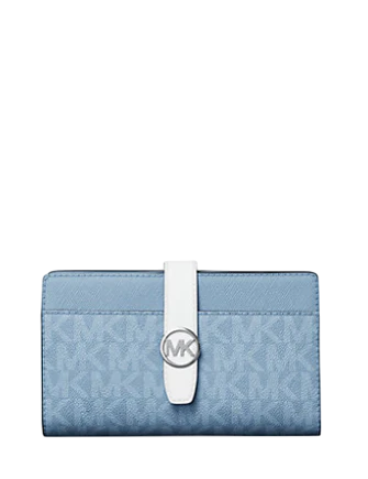 Michael Michael Kors Greenwich Medium Signature Logo Wallet Light Sky