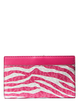 Michael Michael Kors Greenwich Medium Zebra Signature Logo Wallet Dragonfruit