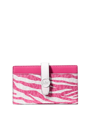 Michael Michael Kors Greenwich Medium Zebra Signature Logo Wallet Dragonfruit