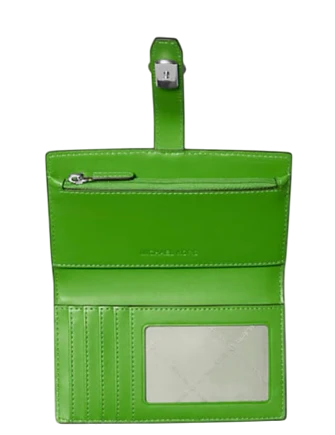 Michael Michael Kors Greenwich Medium Zebra Signature Logo Wallet Jungle Green Front