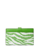Michael Michael Kors Greenwich Medium Zebra Signature Logo Wallet Jungle Green Front