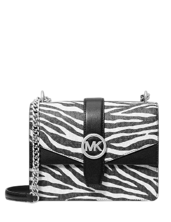 Michael Michael Kors Greenwich Small Animal Print Logo Crossbody Bag Black