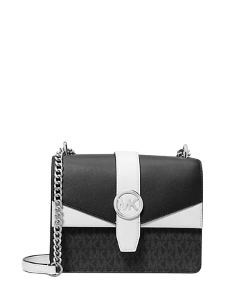 Michael Michael Kors Greenwich Small Color-Block Signature Logo Crossbody Bag Black Combo