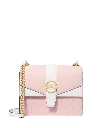 Michael Michael Kors Greenwich Small Color-Block Signature Logo Crossbody Bag Powder Blush