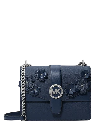 Michael Michael Kors Greenwich Small Floral Embellished Crossbody Bag Navy