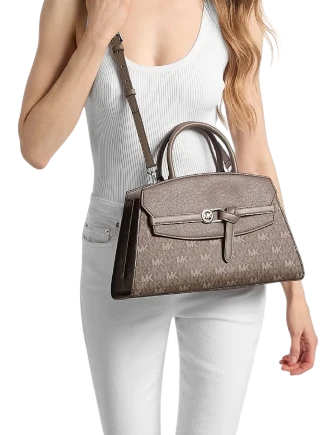 Michael Michael Kors Greta Medium Signature Logo Satchel Mushroom