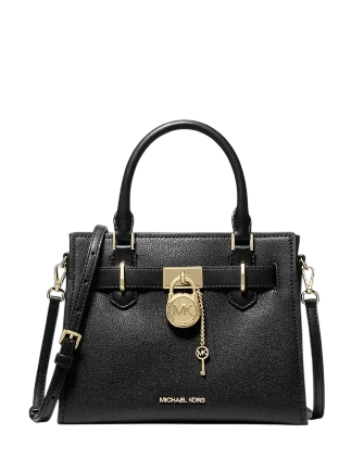 Michael Michael Kors Hamilton Small Leather Satchel Black