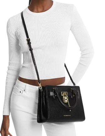 Michael Michael Kors Hamilton Small Leather Satchel Black