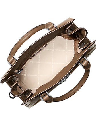 Michael Michael Kors Hamilton Small Patchwork and Snake Embossed Satchel Driftwood