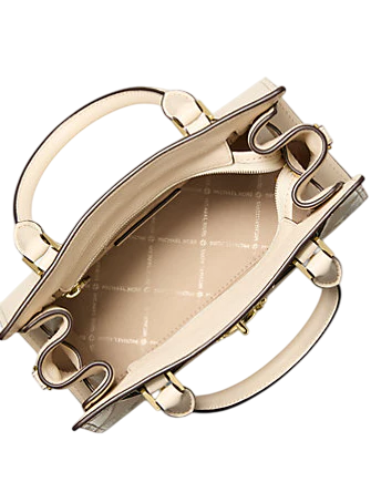 Michael Michael Kors Hamilton Small Patchwork and Snake Embossed Satchel Natural