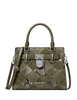 Michael Michael Kors Hamilton Small Patchwork and Snake Embossed Satchel Olive