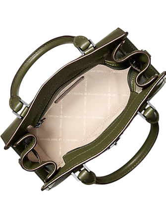 Michael Michael Kors Hamilton Small Patchwork and Snake Embossed Satchel Olive