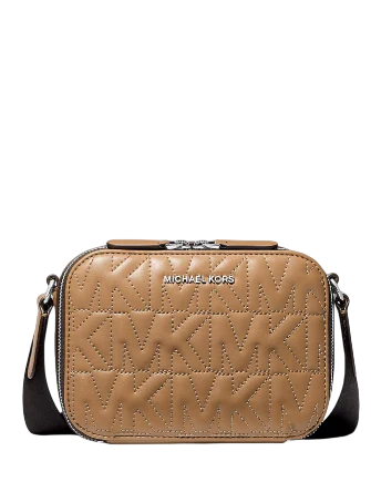  Michael Michael Kors Hudson Logo Embossed Crossbody Bag Husk