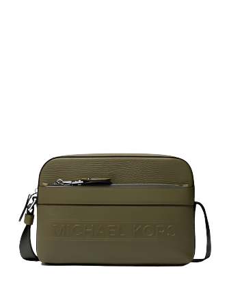 Michael Michael Kors Hudson Pebbled Leather Utility Crossbody Bag Olive 