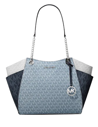 Michael Michael Kors Jet Set Large Color-Block Signature Logo Shoulder Bag Admiral