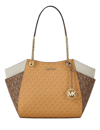 Michael Michael Kors Jet Set Large Color-Block Signature Logo Shoulder Bag  Honeywheat 